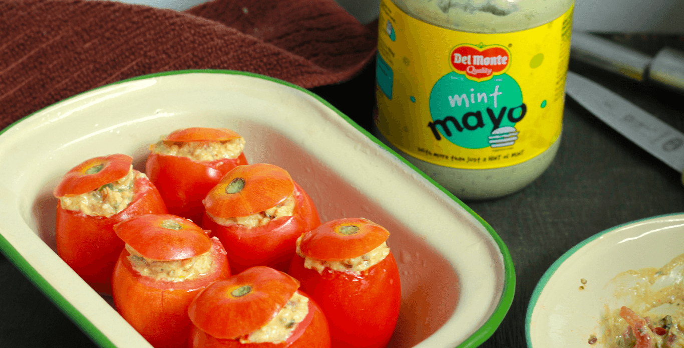 TOMATOES STUFFED WITH MINT MAYO AND PANEER